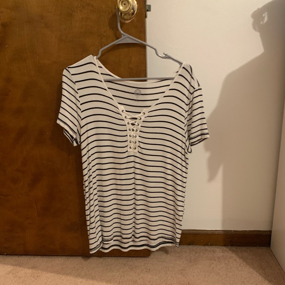 black and white striped tshirt